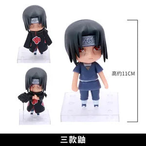 Conjunto colecionável Naruto com 3 figuras de 11cm, perfeitos para fãs adultos e presente ideal para colecionadores.