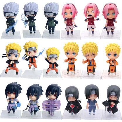 Conjunto colecionável Naruto com 3 figuras de 11cm, perfeitos para fãs adultos e presente ideal para colecionadores.