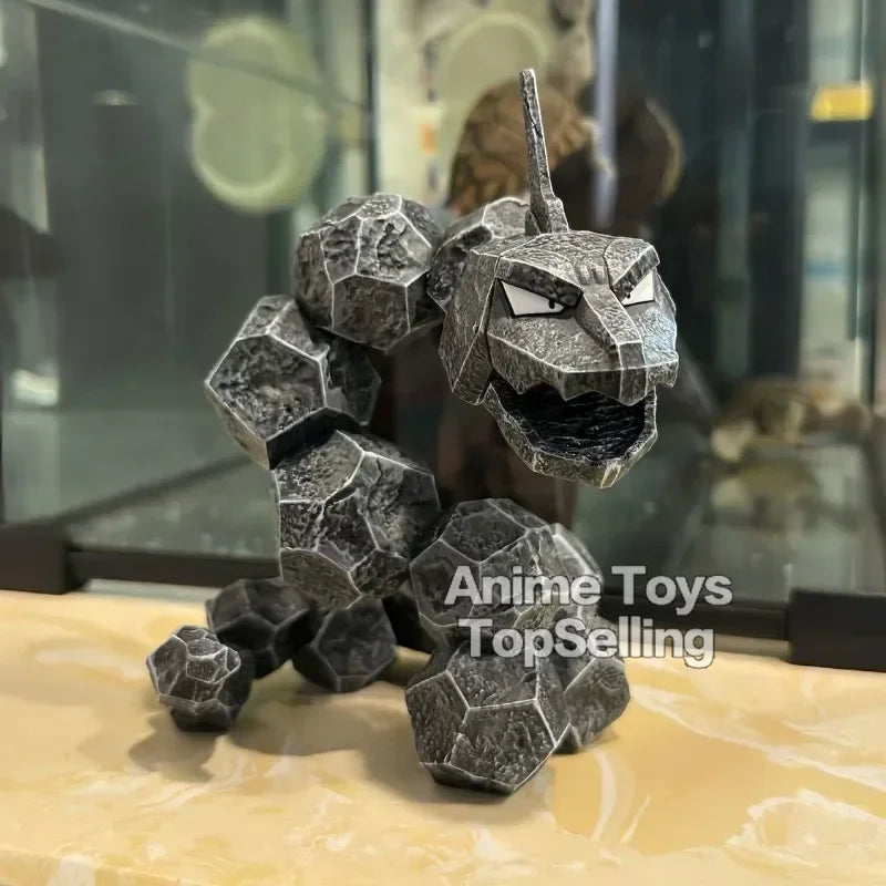 Figura detalhada de Onix com 14cm de altura em PVC, ideal para colecionadores e fãs da série Pokémon.