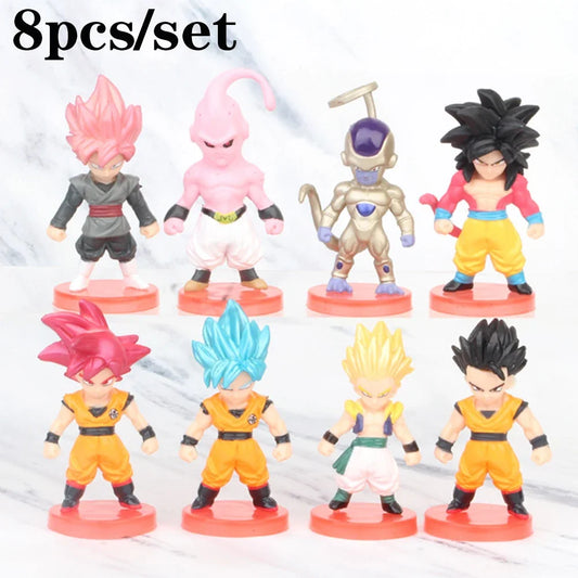 Dragon Ball Mini Figures conjunto com 8 a 21 mini figuras colecionáveis detalhados, ideais para fãs e colecionadores.