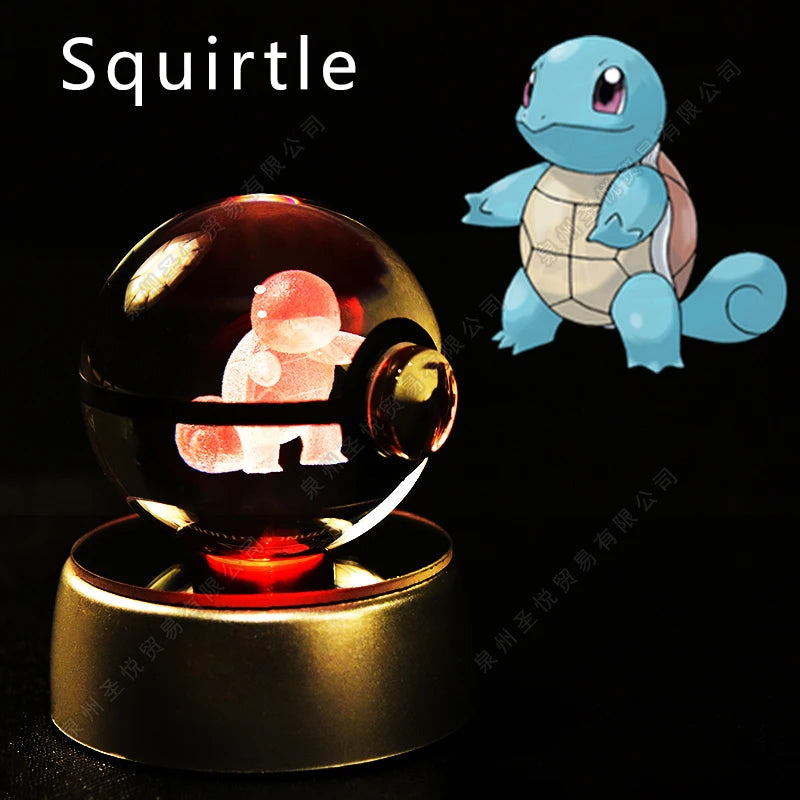 Pokemon Bola de cristal com base LED iluminada elegante e presente perfeito.