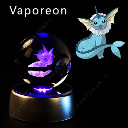 Pokemon Bola de cristal com base LED iluminada elegante e presente perfeito.