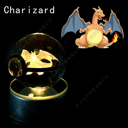 Pokemon Bola de cristal com base LED iluminada elegante e presente perfeito.