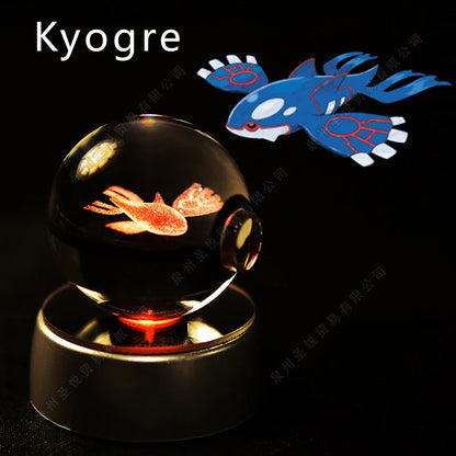 Pokemon Bola de cristal com base LED iluminada elegante e presente perfeito.