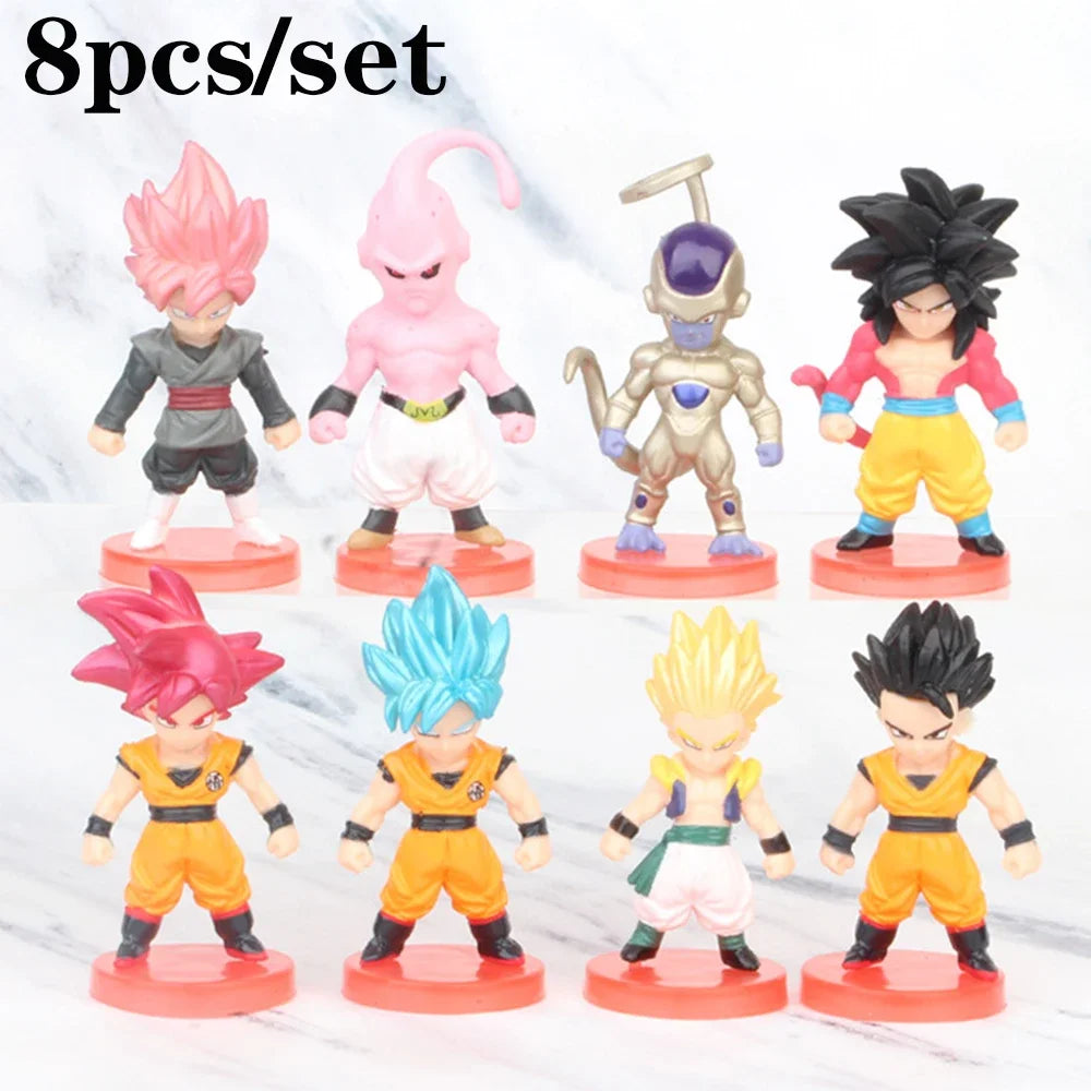 Dragon Ball Mini Figures conjunto com 8 a 21 mini figuras colecionáveis detalhados, ideais para fãs e colecionadores.