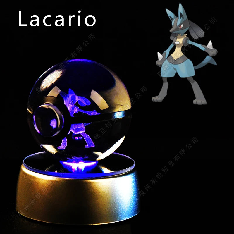 Pokemon Bola de cristal com base LED iluminada elegante e presente perfeito.