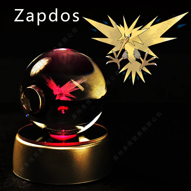 Pokemon Bola de cristal com base LED iluminada elegante e presente perfeito.