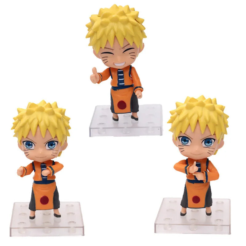 Conjunto colecionável Naruto com 3 figuras de 11cm, perfeitos para fãs adultos e presente ideal para colecionadores.
