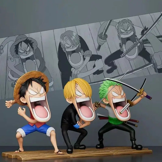 One Piece conjunto de figuras de 15 cm, item colecionável bem elaborado que incorpora heróis essenciais de One Piece