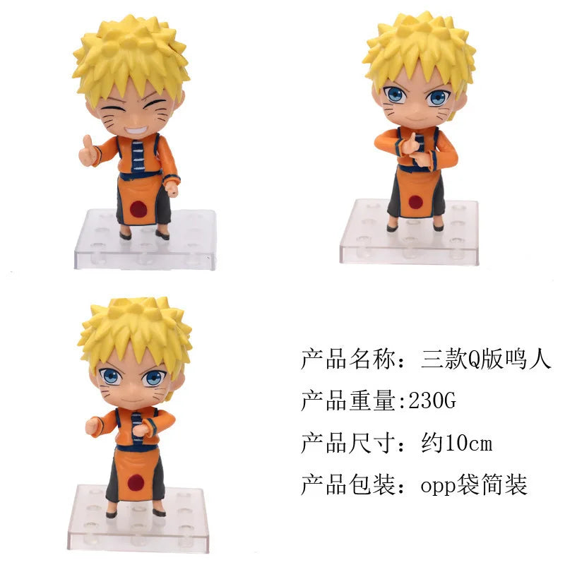 Conjunto colecionável Naruto com 3 figuras de 11cm, perfeitos para fãs adultos e presente ideal para colecionadores.