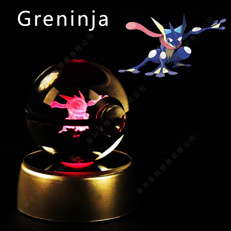 Pokemon Bola de cristal com base LED iluminada elegante e presente perfeito.