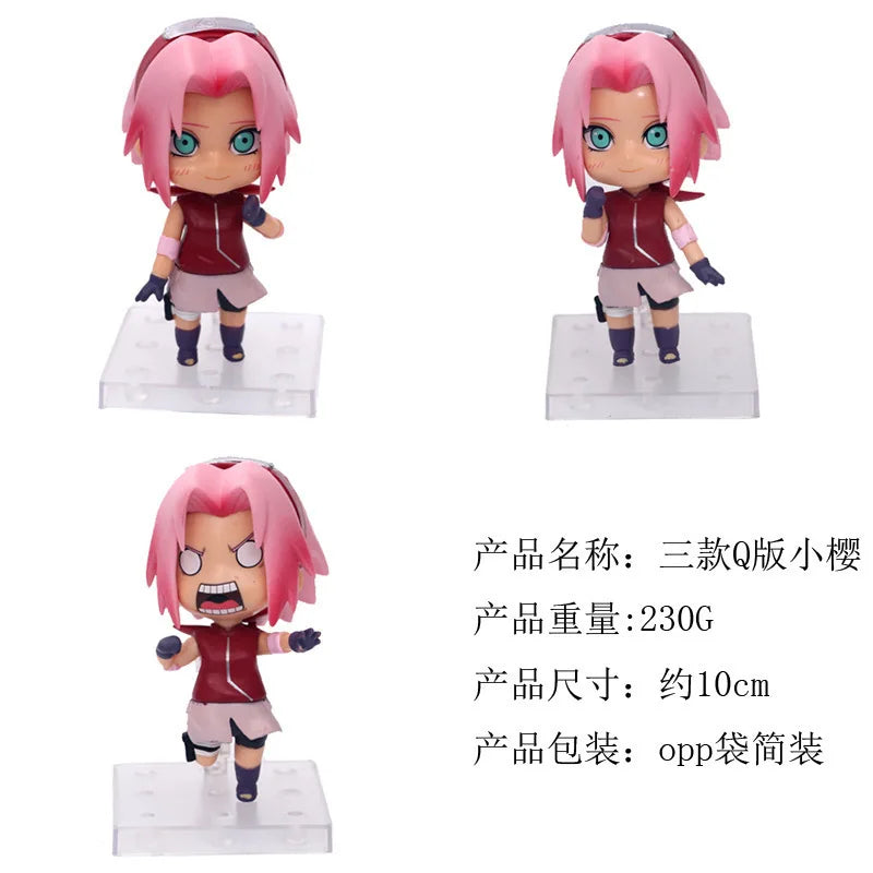 Conjunto colecionável Naruto com 3 figuras de 11cm, perfeitos para fãs adultos e presente ideal para colecionadores.