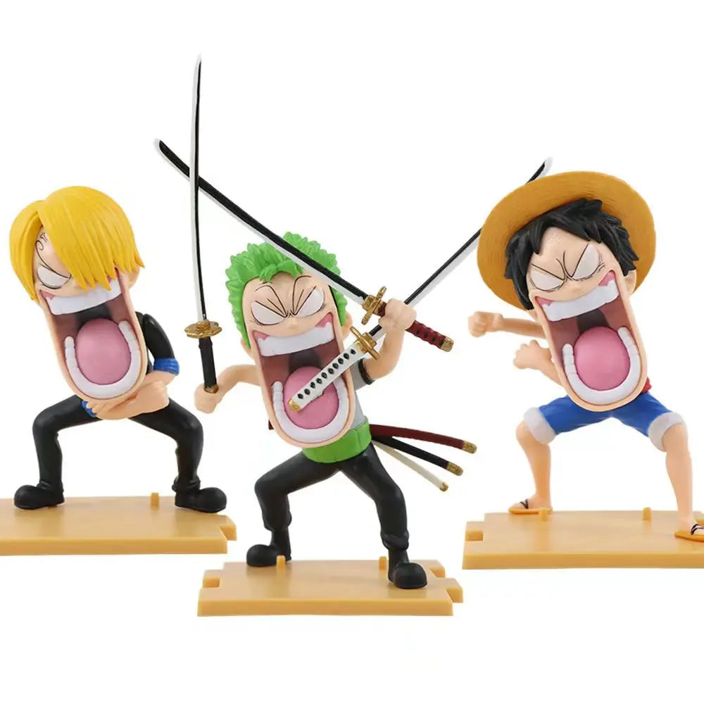One Piece conjunto de figuras de 15 cm, item colecionável bem elaborado que incorpora heróis essenciais de One Piece