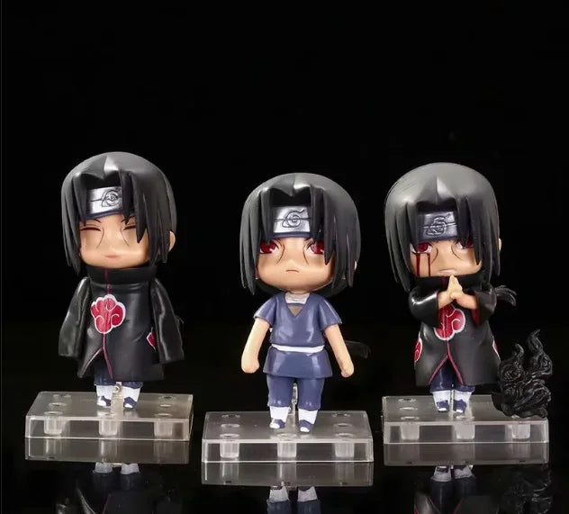 Conjunto colecionável Naruto com 3 figuras de 11cm, perfeitos para fãs adultos e presente ideal para colecionadores.