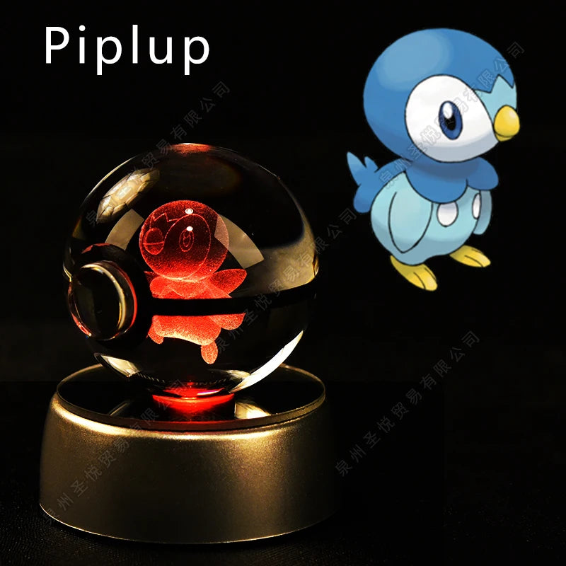Pokemon Bola de cristal com base LED iluminada elegante e presente perfeito.