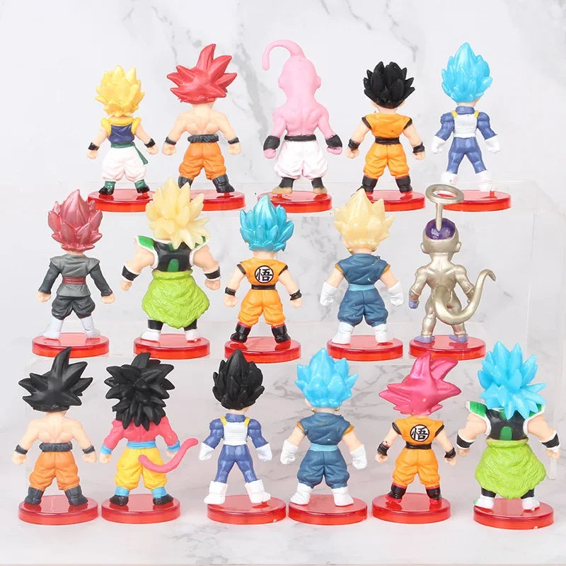Dragon Ball Mini Figures conjunto com 8 a 21 mini figuras colecionáveis detalhados, ideais para fãs e colecionadores.