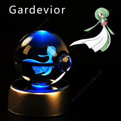 Pokemon Bola de cristal com base LED iluminada elegante e presente perfeito.