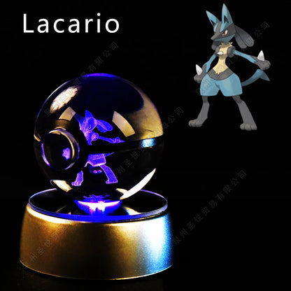 Pokemon Bola de cristal com base LED iluminada elegante e presente perfeito.